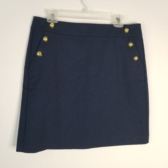 NWOT Loft Navy Sailor Button Pencil Skirt Size 14 Petite - Picture 3 of 10